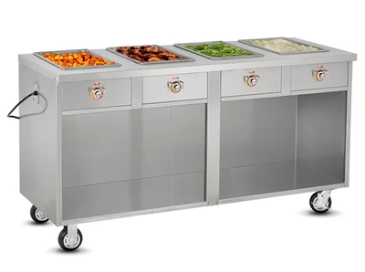 FWE HLC-4W6-1-HWR 68.75" W Stainless Steel Handy Line Serving Cabinet - 120 Volts