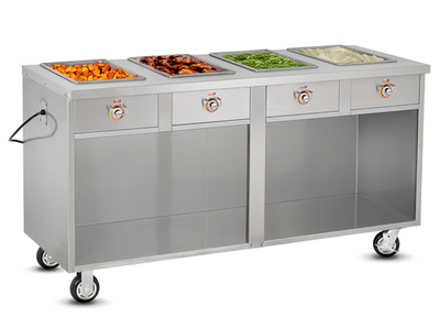 FWE HLC-4W6-1-HWR 68.75" W Stainless Steel Handy Line Serving Cabinet - 120 Volts