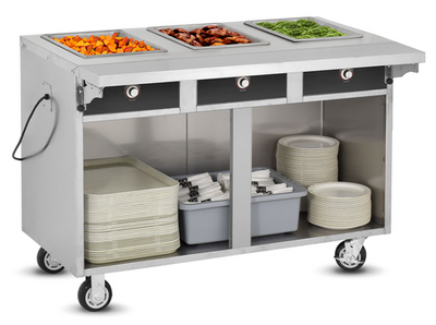 FWE HLC-3W6-1-DRN 51.5" W Stainless Steel Handy Line Serving Cabinet - 120 Volts