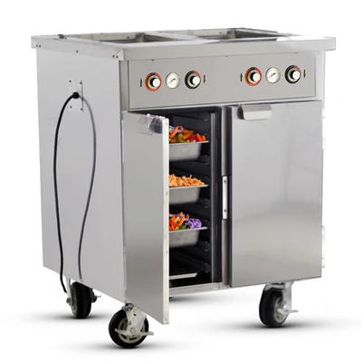 FWE HLC-2W6-7H-14-DRN 35" W Stainless Steel Handy Line Serving Cabinet - 120 Volts