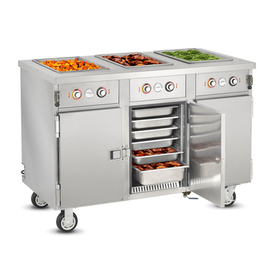 FWE HLC-3W6-7H-21-DRN 51.5" W Stainless Steel Handy Line Serving Cabinet - 220-240 Volts