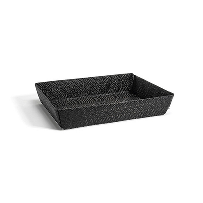 FOH BBK047BKV22 11" L x 8" W x 2" H Black Woven Vinyl Rectangular Metroweave Basket