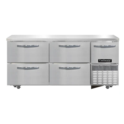 Continental Refrigerator FA68SN-U-D 68.19" W Stainless Steel Undercounter Shallow Depth Freezer Base - 115 Volts