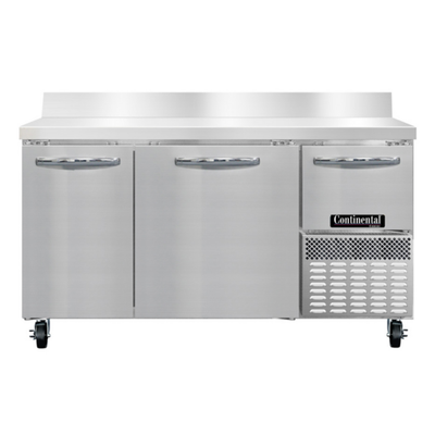 Continental Refrigerator FA60SNBS 60" W Stainless Steel Freezer Base Shallow Depth Worktop Unit - 115 Volts