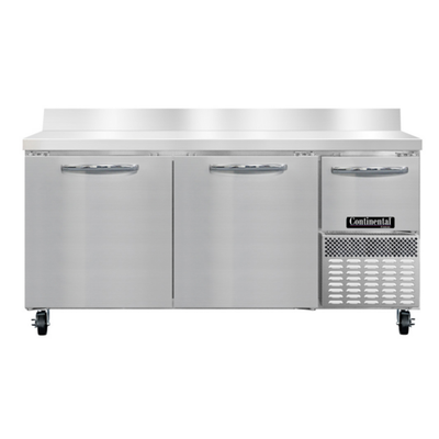 Continental Refrigerator FA68SNBS 68" W Stainless Steel Freezer Base Shallow Depth Worktop Unit - 115 Volts