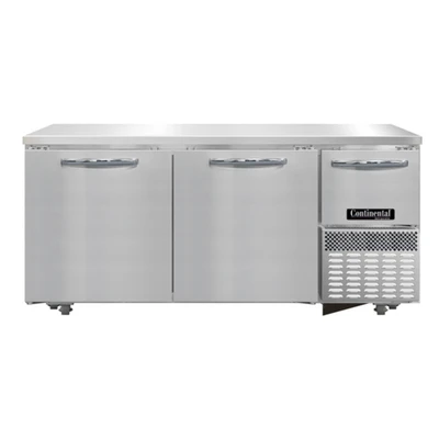 Continental Refrigerator RA68SN-U 68" W Stainless Steel Solid Undercounter Shallow Depth Refrigerated Base - 115 Volts