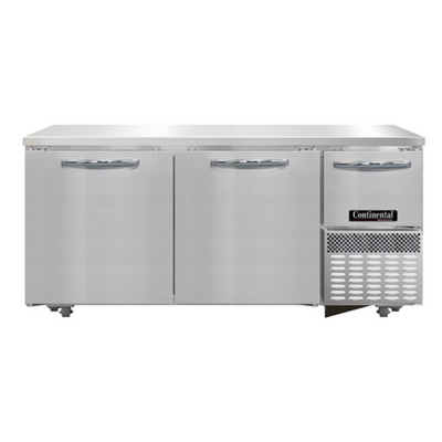 Continental Refrigerator RA68SN-U 68&quot; W Stainless Steel Solid Undercounter Shallow Depth Refrigerated Base - 115 Volts