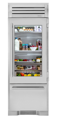 True TR-30RBF-L-SG-A 1 Section Stainless Steel Glass Door Upright Refrigerated and Freezer Column with Built In Ice Maker - 115 Volts