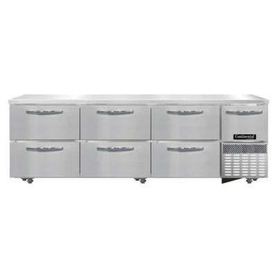 Continental Refrigerator RA93SN-U-D 93" W Stainless Steel Solid Undercounter Shallow Depth Refrigerated Base - 115 Volts