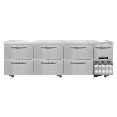 Continental Refrigerator RA93SN-U-D 93&quot; W Stainless Steel Solid Undercounter Shallow Depth Refrigerated Base - 115 Volts