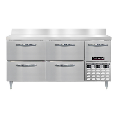 Continental Refrigerator DFA68NSSBS-D 62" W Stainless Steel Three-Section Designer Line Freezer Base Worktop Unit - 115 Volts