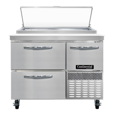 Continental Refrigerator PA43N-D 12 Cu. Ft. Stainless Steel One-Section Pizza Prep Table - 115 Volts