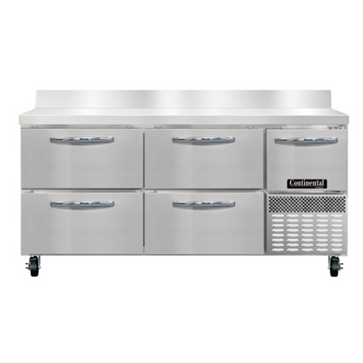 Continental Refrigerator FA68SNBS-D 68" W Stainless Steel Freezer Base Shallow Depth Worktop Unit - 115 Volts