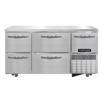 Continental Refrigerator RA60SN-U-D 60" W Stainless Steel Solid Undercounter Shallow Depth Refrigerated Base - 115 Volts