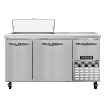 Continental Refrigerator RA60SN8 60" W Stainless Steel Refrigerated Shallow Depth Sandwich Unit - 115 Volts