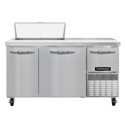 Continental Refrigerator RA60SN8 60" W Stainless Steel Refrigerated Shallow Depth Sandwich Unit - 115 Volts