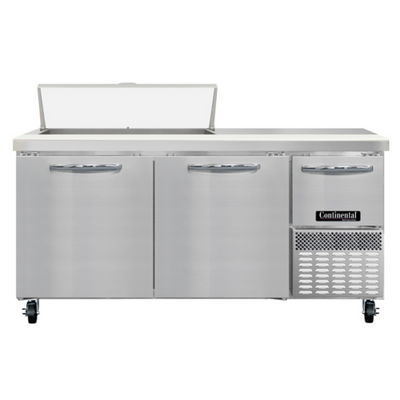 Continental Refrigerator RA68SN10 68" W Stainless Steel Refrigerated Base Shallow Depth Sandwich Unit - 115 Volts