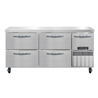 Continental Refrigerator FA68SN-D 68" W Stainless Steel Freezer Base Shallow Depth Worktop Unit - 115 Volts