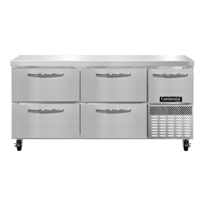 Continental Refrigerator FA68SN-D 68" W Stainless Steel Freezer Base Shallow Depth Worktop Unit - 115 Volts