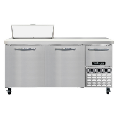 Continental Refrigerator RA68SN8 68" W Stainless Steel Refrigerated Base Shallow Depth Sandwich Unit - 115 Volts