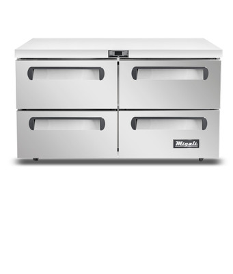 Migali C-U60R-D-HC 17.9 Cu. Ft. Stainless Steel Four-Section Undercounter Work Top Freezer - 115 Volts