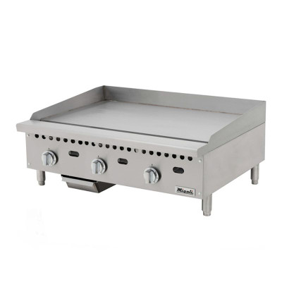 Migali C-G36T 36" W Stainless Steel Countertop Natural Gas Competitor Series Griddle - 75,000 BTU