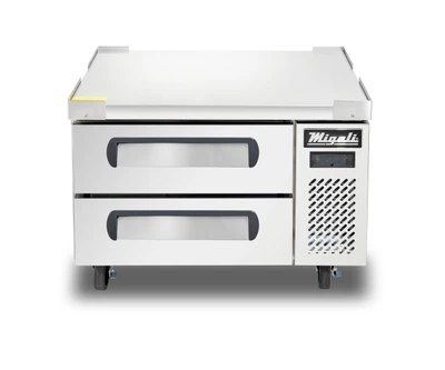 Migali C-CB36-HC 4.7 Cu. Ft. Stainless Steel 2 Drawers Competitor Series Refrigerated Equipment Stand or Chef Base - 115 Volts