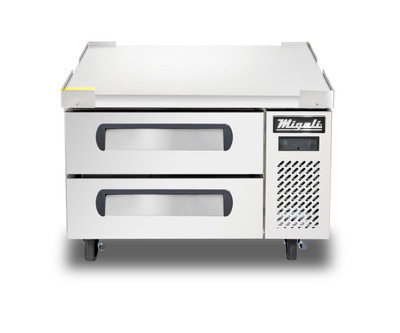 Migali C-CB36-HC 4.7 Cu. Ft. Stainless Steel 2 Drawers Competitor Series Refrigerated Equipment Stand or Chef Base - 115 Volts