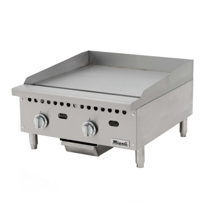 Migali C-G24T 24" W Stainless Steel Countertop Natural Gas Competitor Series Griddle - 50,000 BTU