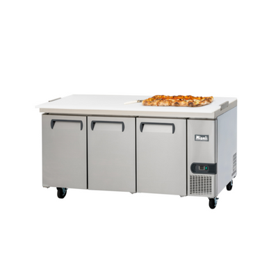 Migali C-RWT93-HC 26 Cu. Ft. Stainless Steel Three-Section Reach-In Competitor Series Work Top Refrigerator - 115 Volts