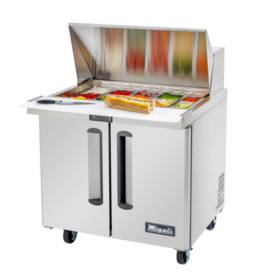Migali C-SP36-15BT-HC 8.7 Cu. Ft. Stainless Steel Competitor Series Refrigerated Counter or Big Top Sandwich Prep Table - 115 Volts
