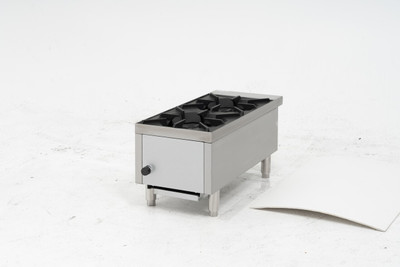 Migali C-HP-2B-12 12" W Stainless Steel Heavy-Duty 2 Burners Counter-Top Hot Plate - 64,000 BTU