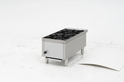 Migali C-HP-2B-12 12" W Stainless Steel Heavy-Duty 2 Burners Counter-Top Hot Plate - 64,000 BTU