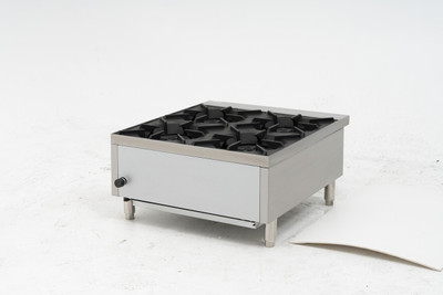 Migali C-HP-4B-24 24" W Stainless Steel 4 Burners Heavy-Duty Counter-Top Hot Plate - 128,000 BTU