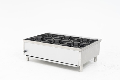 Migali C-HP-6B-36 36" W Stainless Steel Heavy-Duty 6 Burners Counter-Top Hot Plate - 192,000 BTU