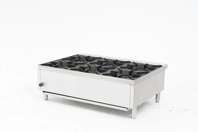 Migali C-HP-6B-36 36" W Stainless Steel Heavy-Duty 6 Burners Counter-Top Hot Plate - 192,000 BTU