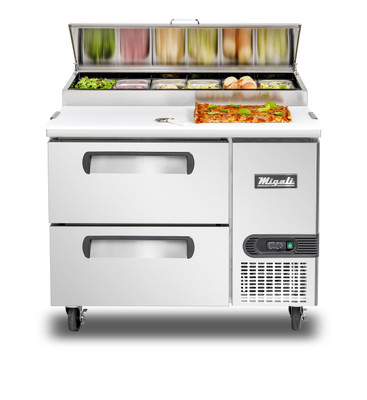 Migali C-PP44-D-HC 6.5 Cu. Ft. Stainless Steel Drawers Migali Pizza Prep Table - 115 Volts