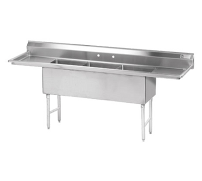 Advance Tabco FS-3-2028-24RL 108" W 14 Gauge 304 Stainless Steel 3-Compartment Fabricated Sink