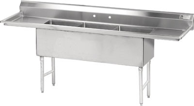 Advance Tabco FS-3-2030-30RL 120" W 14 Gauge 304 Stainless Steel 3-Compartment Fabricated Sink