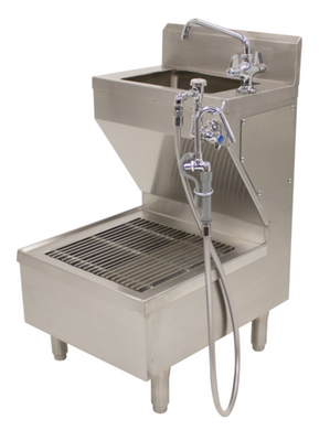 Advance Tabco 7-PS-COMBO 38.5" H x 20.5" W x 26" D 16 Gauge 304 Stainless Steel 2-Compartment Hand Sink with Pot Filler Sink