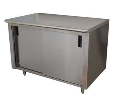Advance Tabco ECB-SS-306 72" W Stainless Steel Cabinet Base with Sliding Doors Special Value Economy Work Table