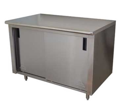 Advance Tabco ECB-SS-249 108" W Stainless Steel Cabinet Base with Sliding Doors Special Value Economy Work Table