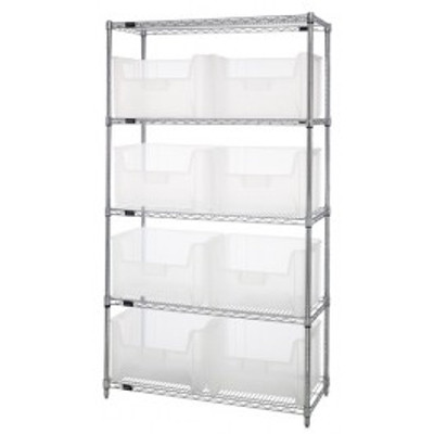 Quantum WR5-700CL 42" W x 18" D x 74" H Includes 5 Shelves Chrome Plated Bin Wire Shelving System