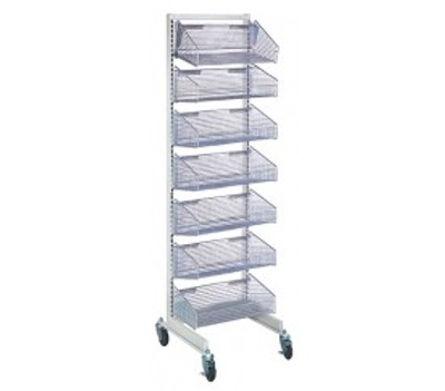 Quantum WS70-SS18-7S 18&quot; W x 26&quot;D x 74&quot; H White and Chrome Finish Single Sided Partition Wall Starter Unit