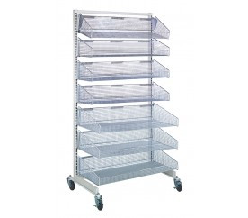 Quantum WS70-SS36-4S3L 36" W x 26"D x 74" H White and Chrome Finish Mobile Single Sided Partition Wall Starter Unit