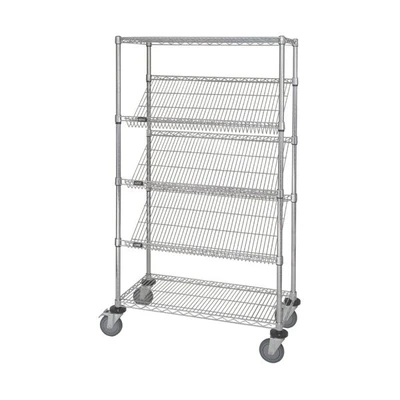 Quantum M1836SL6C 36" W x 18" D x 63" H Chrome Plated 63" Posts Mobile Cart
