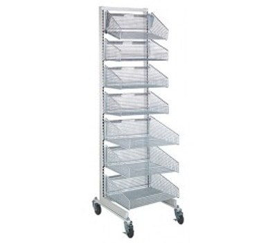 Quantum WS70-SS18-4S3L 18&quot; W x 26&quot;D x 74&quot; H White and Chrome Finish Single Sided Partition Wall Starter Unit