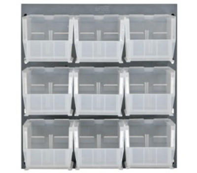Quantum QLP-1819-230-9CL 18" L x 19" H Gray Enamel Heavy Duty 16 Ga. Steel with 9 Clear Bins Louvered Panel