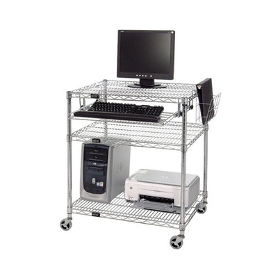 Quantum M2430CLAN 30" W x 24" D x 34" H Chrome Plated Computer or LAN Workstation