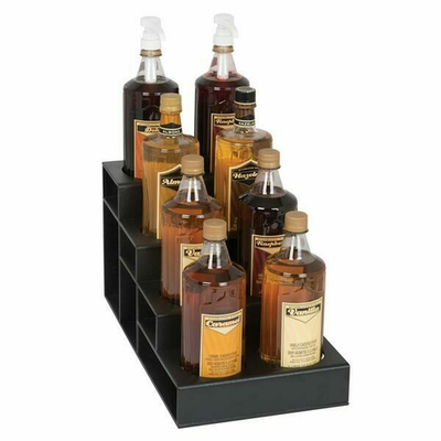 Dispense-Rite CTBH-8BT 8 Sections Black Polystyrene Countertop Bottle Organizer